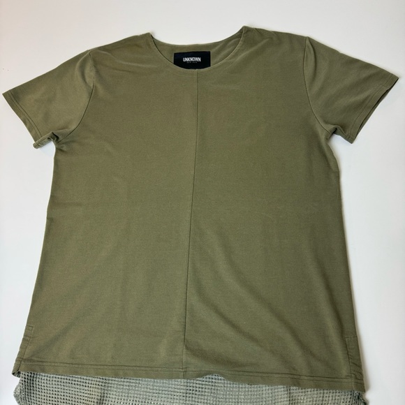 Unknown New York Olive Green Mesh Drop Tail T Shirt Men’s Size XL - Picture 3 of 13